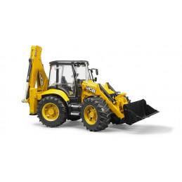 Retroexcavadora de juguete JCB 5CX eco marca Bruder a escala 1:16 con palas móviles.