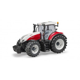 Tractor de juguete Steyr 6300 Terrus CVT de Bruder a escala 1:16 con capó y puertas practicables.