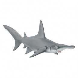 Figura de juguete de tiburón martillo Schleich pintada a mano con detalles realistas.
