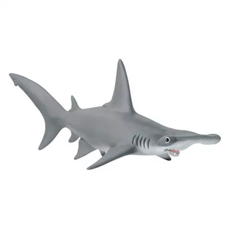 Figura de juguete de tiburón martillo Schleich pintada a mano con detalles realistas.