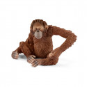 Figura de orangután hembra de Schleich pintada a mano para coleccionistas y juego infantil.