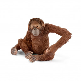 Figura de orangután hembra de Schleich pintada a mano para coleccionistas y juego infantil.