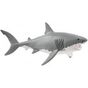 Figura de juguete de tiburón blanco Schleich pintada a mano con detalles realistas.