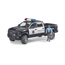 Coche de policía de juguete RAM 2500 de Bruder a escala 1:16 con luces y sonido.