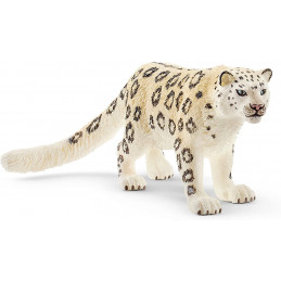 Figura de juguete de leopardo de las nieves Schleich pintada a mano con detalles realistas.