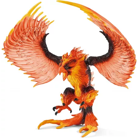 Águila de fuego de Schleich, figura de juguete detallada con alas ardientes de la colección Eldrador.
