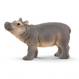 Figura detallada de hipopótamo joven Schleich pintada a mano.