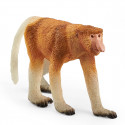 Figura realista de mono narigudo Schleich, juguete educativo infantil sobre la fauna de Borneo.