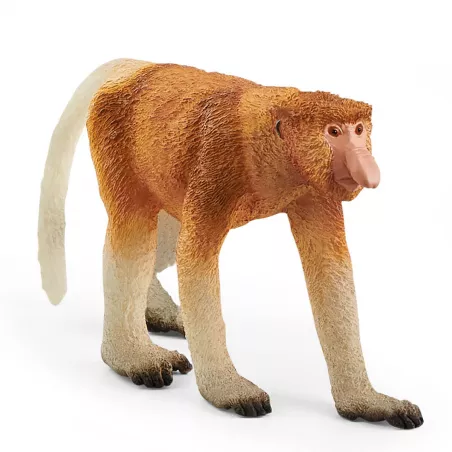 Figura realista de mono narigudo Schleich, juguete educativo infantil sobre la fauna de Borneo.