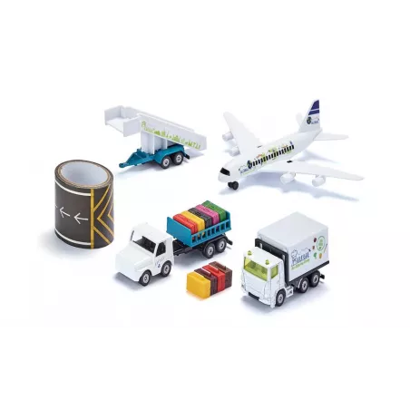 Juguete de aeropuerto de metal y plástico con acoplamiento para combinaciones estables.
