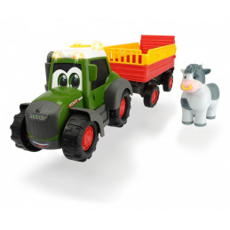 Tractor de juguete Fendt de 30 cm con remolque para animales y figura de vaca