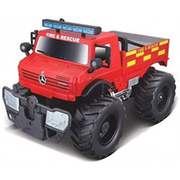 Camión de juguete Mercedes-Benz Unimog U5000 todoterreno con luces y sonido realistas.