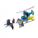 Helicóptero de rescate Schleich con dinosaurio tapejara y cañón de red de juguete.
