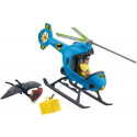 Helicóptero de rescate Schleich con dinosaurio tapejara y cañón de red de juguete.