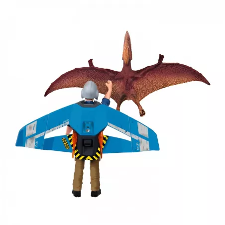 Mochila propulsora Jet Pack de Schleich con arma de asta para figuras de exploradores de dinosaurios.
