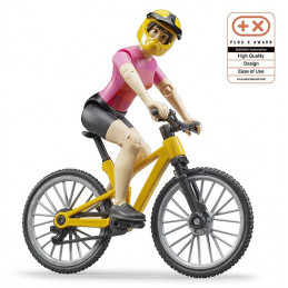 Bicicleta de montaña de juguete Bruder con figura articulada bworld y casco