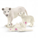 Figura Schleich de leona blanca con cachorros, juguete infantil detallado y pintado a mano.