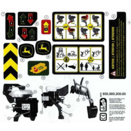 Pegatina oficial John Deere para personalizar juguetes de retroexcavadora Rolly Toys.