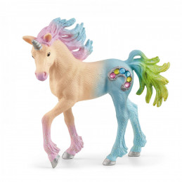 Juguete de potro unicornio caramelo de Schleich bayala pintado a mano con detalles mágicos y coloridos.