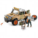 Juguete todoterreno de rescate Schleich con cabestrante, figura de guardabosques y chimpancé.