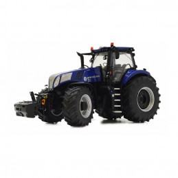 Tractor New Holland T8.435 Genesis Blue Power a escala 1:32, miniatura de metal azul para coleccionistas.