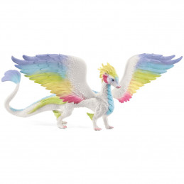 Dragón arcoíris de juguete de la colección BAYALA de Schleich con alas brillantes y plumaje multicolor.