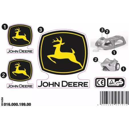 Set de pegatinas de repuesto John Deere para tractores de juguete Rolly Toys Minitrac y Snow Cruiser.