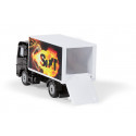 Camión de juguete Sixt con caja cerrada de metal y plástico resistente.
