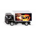 Camión de juguete Sixt con caja cerrada de metal y plástico resistente.