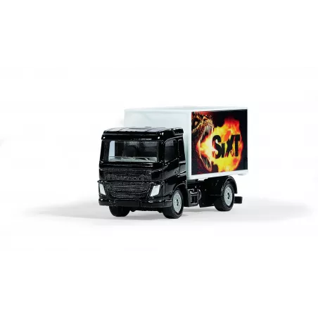Camión de juguete Sixt con caja cerrada de metal y plástico resistente.
