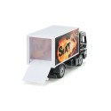 Camión de juguete Sixt con caja cerrada de metal y plástico resistente.