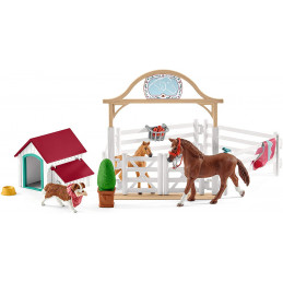 Set Schleich Horse Club de caballos invitados de Hannah, yegua Appaloosa, potrillo y perra Ruby con accesorios