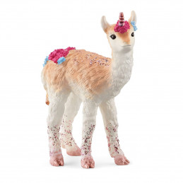 Figura de juguete del unicornio llama de Schleich con cuerno detallado para juego infantil.