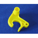 Gancho de bloqueo amarillo de plástico resistente, repuesto original para vehículos de pedales Rolly Toys.
