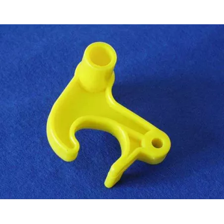 Gancho de bloqueo amarillo de plástico resistente, repuesto original para vehículos de pedales Rolly Toys.