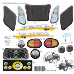 Set de pegatinas oficiales de repuesto para tractor de juguete RollyKid New Holland.