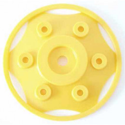 Tapacubos pequeño amarillo para ruedas de tractores de juguete Rolly Toys.