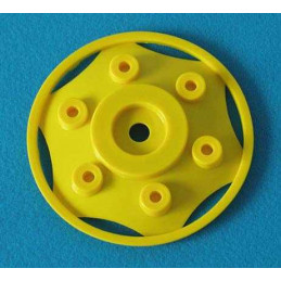 Tapacubos pequeño amarillo de repuesto para tractor de juguete infantil.