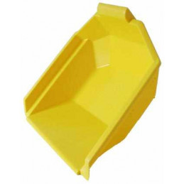 Cuenco volquete amarillo Rolly Toys para tractor de juguete, ideal para transportar arena y jugar al aire libre.