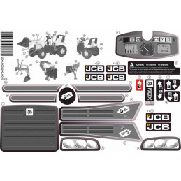 Kit de adhesivos oficiales Junior JCB de Rolly Toys para restaurar tractores de juguete.