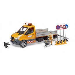 Camión de juguete Mercedes Benz Sprinter municipal BRUDER escala 1:16 con conductor y accesorios de obras públicas