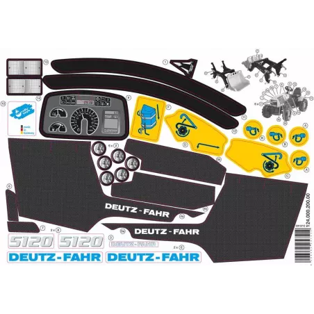 Kit de adhesivos oficiales Deutz-Fahr de alta resistencia para tractores de juguete Rolly Toys.