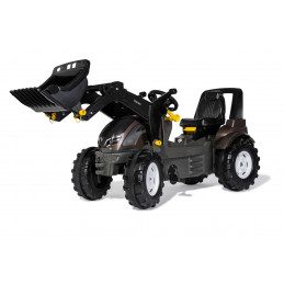Tractor a pedales RollyFarmtrac Premium II Valtra con pala frontal para niños de 3 a 8 años.