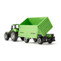 Tractor de juguete Deutz-Fahr verde con remolque basculante Fortuna de SIKU