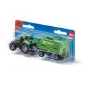 Tractor de juguete Deutz-Fahr verde con remolque basculante Fortuna de SIKU