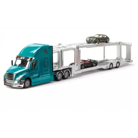 Camión a escala 1:50 Freightliner Cascadia azul Miami con detalles cromados Siku Super