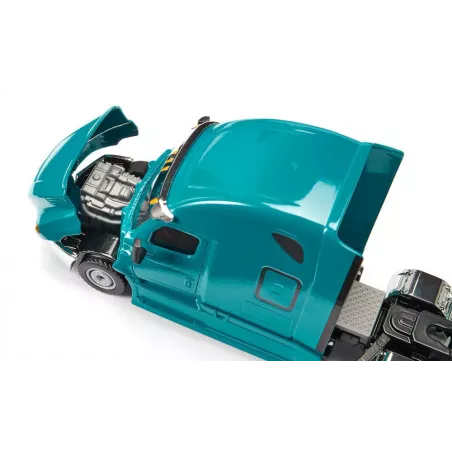 Camión a escala 1:50 Freightliner Cascadia azul Miami con detalles cromados Siku Super