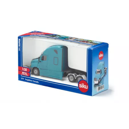 Camión a escala 1:50 Freightliner Cascadia azul Miami con detalles cromados Siku Super