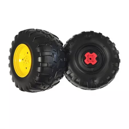 Pareja de ruedas traseras originales Peg-Pérego para tractor infantil John Deere Gator HPX.