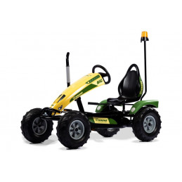 Kart de pedales Track Krone Big BF1 de Dino-Cars con estructura metálica y luz giratoria naranja para niños.